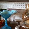 Carnival Glass Compote, Oil Lamp